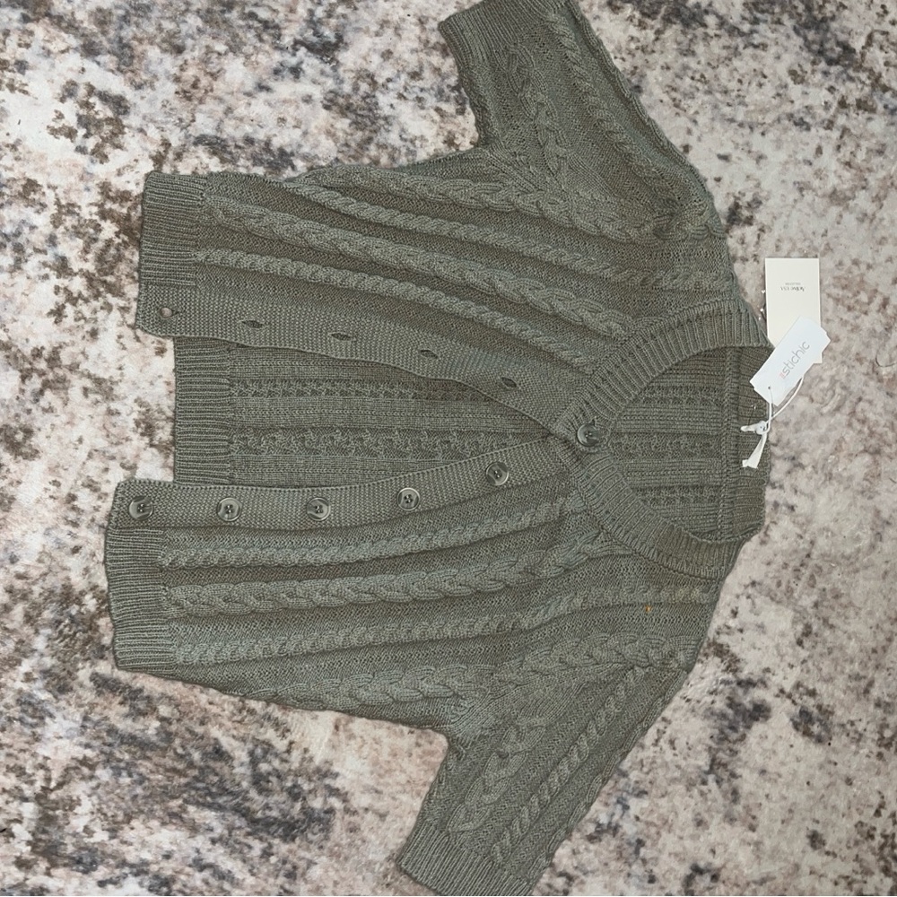 Cider Olive Cable Knit Cardigan